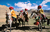 Tibetan highlanders riding competition. Southwest Tibet