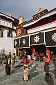 Buddhist pilgrims at the sacred temple of Jokhang. Lhasa. Tibet