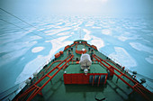 Bow of Sovetskiy Soyuz heading into frozen Arctic Ocean