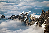 Southern Alps peaks at sunset from Magellan West Coast. New Zealand