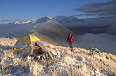 Winter campsite. Above Lake Coleridge. Rakaia River. New Zealand.