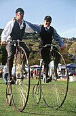 Riding penny-farthing at Akaroa French Fest. Banks Peninsula. New Zealand