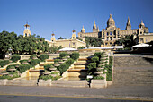 MNAC (National Art Museum of Catalonia), National Palace of Montjuic and gardens. Barcelona. Spain