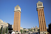 Venetian towers at Reina Maria Cristina Avenue. Barcelona. Spain