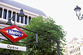 Opera sign, subway station near Royal Theatre. Madrid. Spain