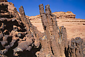 Pinnacle rock formations in the desert, Sinai, Egypt, Africa