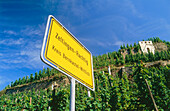 Town sign and sundial, Zeltingen-Rachting, Rhineland-Palatinate, Germany