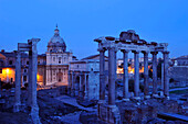 Roman Forum, Forum Romanum with Basilica of Maxentius in the evening light, Rome, Italy