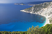 Cephalonia, view at Myrtos Bay in the sunlight, Ionian Islands, Greece