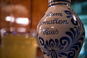 Apple Wine Bembel jug in Zum Gemalten Haus Restaurant in Sachsenhausen, Frankfurt, Hesse, Germany