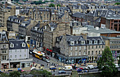 Princes Street viewed from the castle. Edinburgh. Scotland