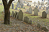 Massachusetts, Boston, Old Granary Burial Ground, site along Freedom Trail, famous American patriots buried here next to Park Street Church
