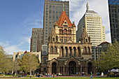 Massachusetts, Boston, Trinity Church in Copley Plaza, historical architecture by H. H. Richardson, completed 1877, Hancock Tower