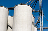 Rice storage silos. Sutter County, California. USA.