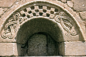 Detail of an arch of the San Felipe church in Vilac. Valle d Aran. Lleida province. Catalonia. Spain.