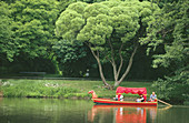 Boat on lake at Lazienki (Lazienkiowski) park near Warsaw. Poland