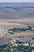 Aerial view of Castilnovo Castle (14th-15th Centuries). Perorrubio. Segovia province. Castilla y León. Spain