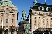 Statue of king Gustav V (1790) on the Opera Square. Stockholm. Sweden