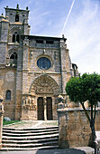 Southern façade of Santa Maria la Real (XII-XIII). Beginning of Romanesque style. Alterations in XVIIth century. Sasamon. Burgos province. Spain.