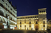 Palacio de los Guzmanes and Casa Botines (by Gaudí). León. Spain