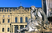 Sculpture and Baroque episcopal Residenz (a World Heritage Site). Würzburg. Bavaria, Germany