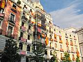 Plaza de Oriente. Balconies dessed up for the Royal wedding in Madrid in May 2004. Spain