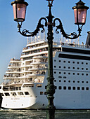 View of MSC Armonia Cruise from the Giudecca island. Venice. Italy.