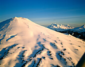Mount Bachelor and The Three Sisters in winter (morning, february). Cascade Range. Oregon. USA