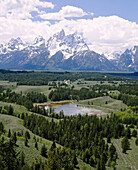 Teton Mountain Range and Pond. Grand Teton National Park. Teton County, Wyoming. USA.