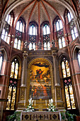 Innenansicht von Basilika Santa Maria Gloriosa dei Frari, Frarikirche, mit Tizian Gemälde, Assunta, Venedig, Venetien, Italien