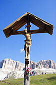 Wooden cross in the Dolomites, South Tyrol, Italy