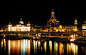Altstadt von Dresden bei Nacht, Deutschland, Dresden, Sachsen