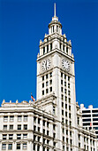 Spitze von Wrigley Building in Downtown, Chicago, Illinois, USA