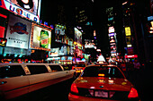 Street scenery at Times Square at night, Midtown Manhattan, New York, USA, America