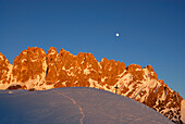 Mondaufgang über den Törltürmen, Wilder Kaiser, Kaisergebirge, Tirol, Österreich