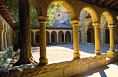Romanesque cloister of Sant Llorenç de Morunys monastery. Lleida province, Spain