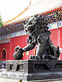 Lion at Yonghe Lamasery. Beijing. China