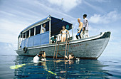 Diving dhoni (maldivian boat). North Male Atoll. Maldives