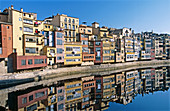 House facades by the river. Girona. Catalonia. Spain.