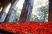 Lighted candles at Saint Rita Chapel in the Cathedral. Barcelona. Catalonia. Spain.
