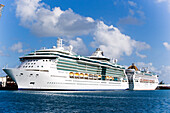 Cruise liner anchoring in harbour, Bridgetown, Barbados, Caribbean