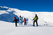 Back country skiers on the way, Maennlichen, Grindelwald, Bernese Oberland, Canton of Bern, Switzerland