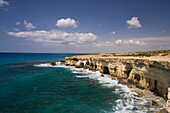 Sea caves along the rocky coast near Agia Napa, South Cyprus, Cyprus