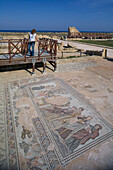Achilles Mosaik im Haus des Theseus, Theseus Villa, Archaeologischer Park, Pafos, Südzypern, Zypern