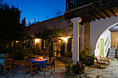 Patio of a traditional guesthouse in the evening light, Antony's Garden House, agrotourism, Episkopi, Limassol area, South Cyprus, Cyprus