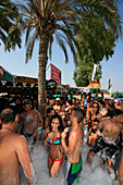 A group of young people dancing at a foam party, beach party, Nissi Beach, Agia Napa, South Cyprus, Cyprus