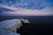 White rocks along the coast at Governors Beach, in the evening light, near Lemesos, near Limassol, South Cyprus, Cyprus