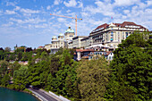 View of the House of Parliament, Bundeshaus, Bellevue, Old City of Berne, Berne, Switzerland