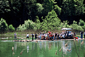 Raft on the Isar river, Bavaria, Germany
