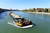 Cargo ship on the River Rhine, Basel, Switzerland